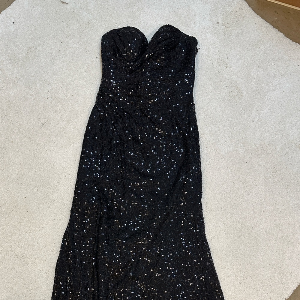 Black Sequin Prom Elegant Formal Dress | Strapless | La Femme